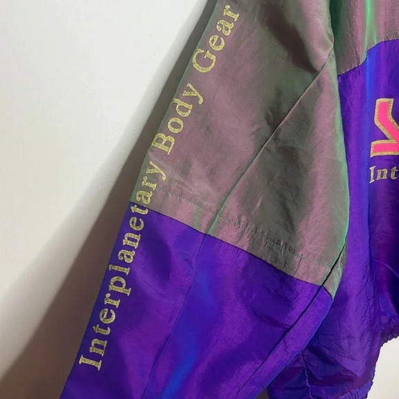 Vintage 90s SURF STYLE Body Gear iridescent hooded windbreaker popover jacket - Picture 6 of 15